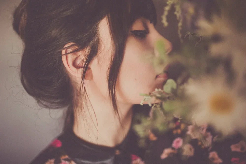Window light self portrait with florals, photo 1